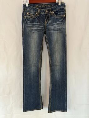 Blue Asphalt Women's Dark Wash Bootcut Jeans with Contrast Stitching
